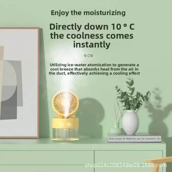 Foldable Humidifying Spray Fan, 3-Speed, Portable - view 5