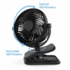 Foldable Mini Clip Fan, Portable, USB, 2000mAh, 3-Speed - view 2