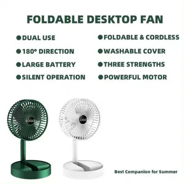 Folding Floor Standing Fan, USB, Portable - view 6