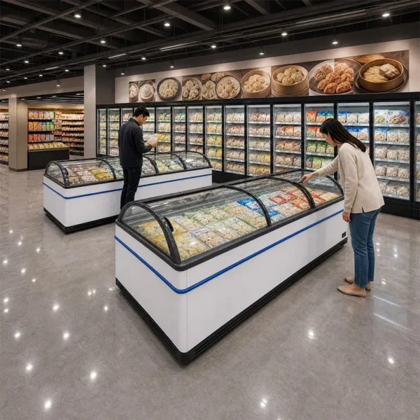 Food Display Island Freezer, 1100L, 220 V, Stainless Steel - view 2