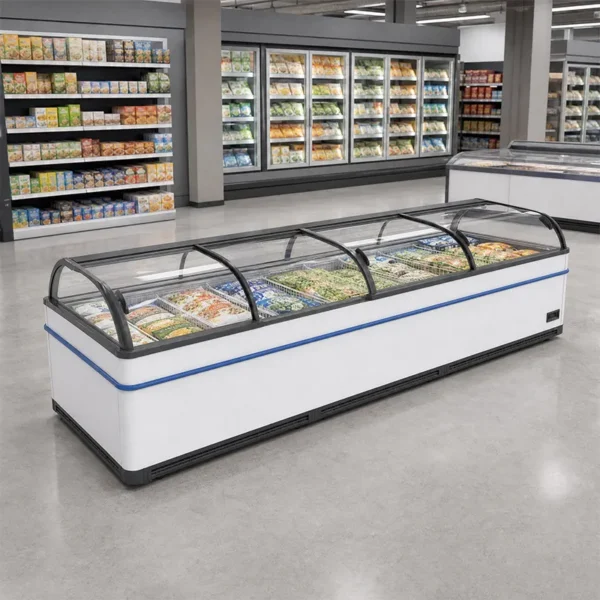 Food Display Island Freezer, 1100L, 220 V, Stainless Steel - view 3