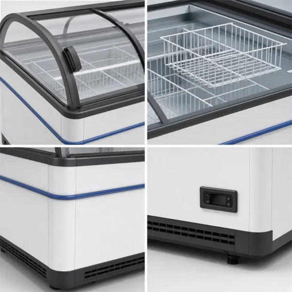 Food Display Island Freezer, 1100L, 220 V, Stainless Steel - view 4