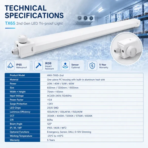 Frost Sensor Ready Freezer, IP65, LED, 20-60W, 5-Year - view 2