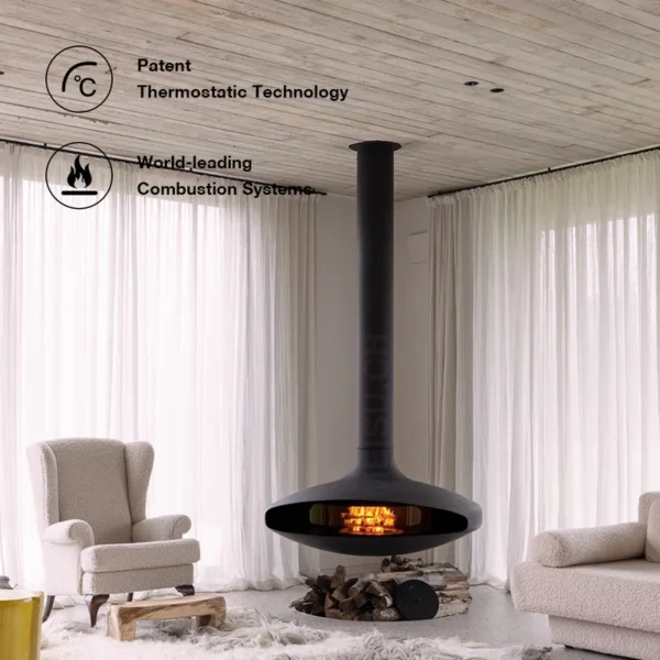 Hanging Suspended Fireplace, Ceiling, 1000mm - view 3