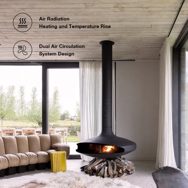 Hanging Suspended Fireplace, Ceiling, 1000mm - view 4