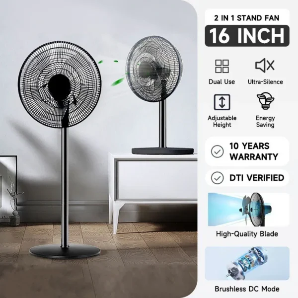 Height Stand Floor Fan, Plastic - view 2