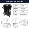Hermetic Refrigeration Reciprocating Compressor, 2.5HP, R22 - view 3