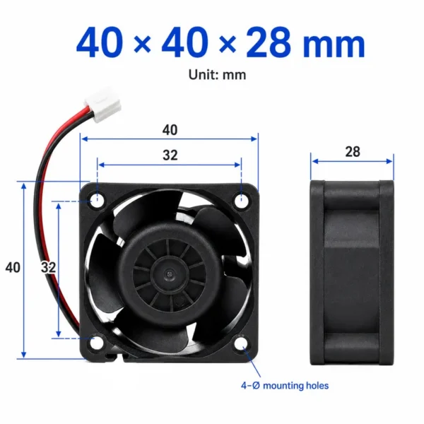 High Speed Axial Fan, 12VDC, FFB0412VHN, 4028, 40x40x28mm - view 3