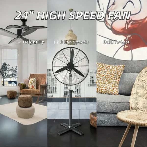 High-speed Industrial Ventilation Fan, 24-Inch, 180, Metal - view 2