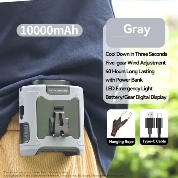 High Speed Wearable Fan, 10000mah, USB, Portable - view 3