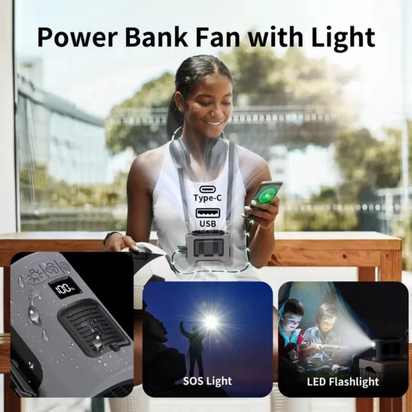 High Speed Wearable Fan, 14500mah, USB, Portable - view 6