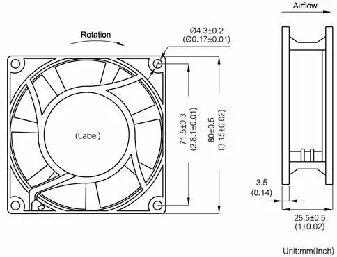 Horizontal Quiet Shutter Extractor, 80x25mm, Axial, Plastic - view 6