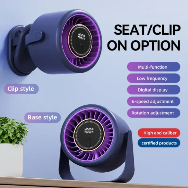 Household Mini Clip Fan, Portable, Battery, Clip-On Fan - view 3