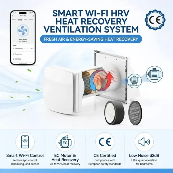 Hrv Fresh Air Ventilator, 220V, 125CFM - view 3