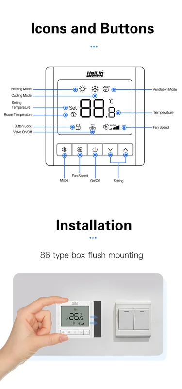 Hvac Systems Temperature Controller, LCD, FCU - view 5