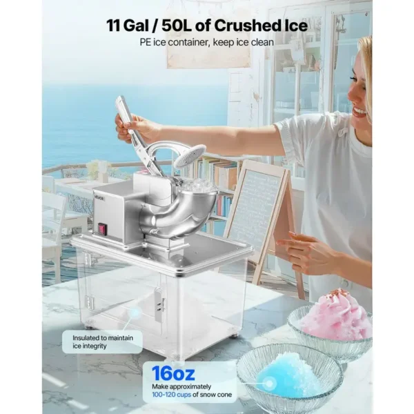 Ice Machine, 661LBS/H, 350W, Stainless, Steel - view 3