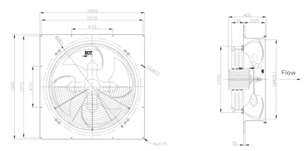 Industrial Axial Fan, SANXIN, 1500W - view 2