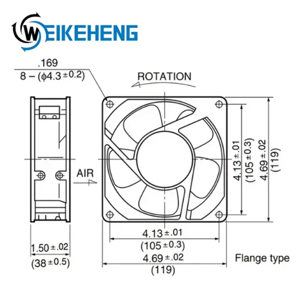 Industrial Cooling Fan, 3-in-1, 12038, 220-240V, Axial - view 5