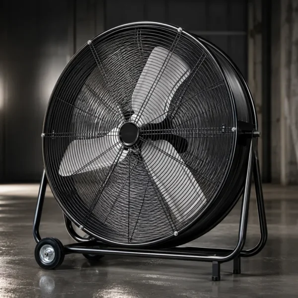 Industrial Drum Floor Fan, 220-240V, Aluminum
