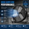 Industrial Drum Floor Fan, 220-240V, Aluminum - view 3