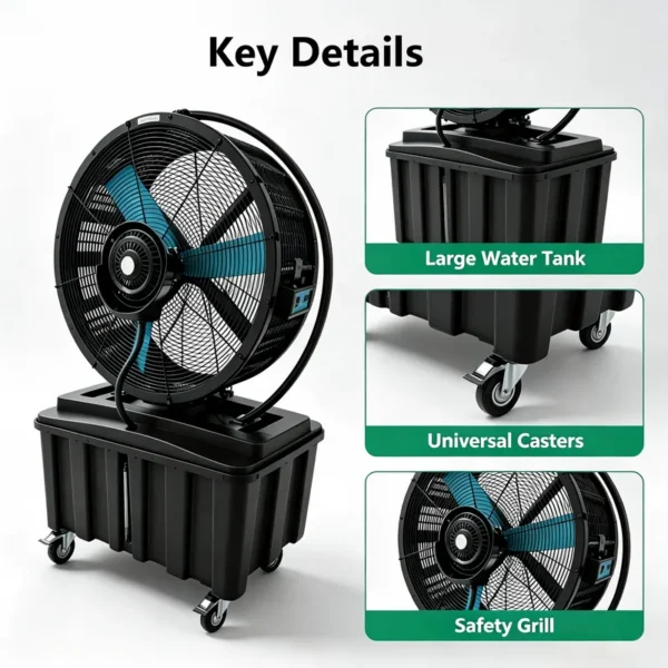 Industrial Misting Cooling Fan, QD-720M, 450W, 3-Speed - view 4