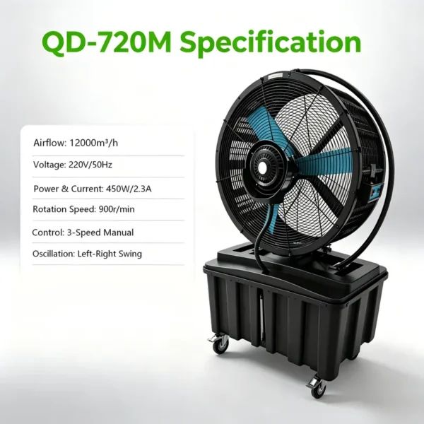 Industrial Misting Cooling Fan, QD-720M, 450W, 3-Speed - view 5