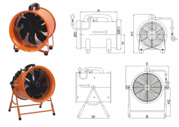 Industrial Portable Ventilation Fan, 3800, Axial - view 5