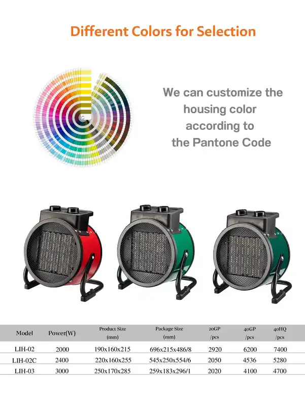 Industrial Ptc Electric Fan, 2000W, Metal - view 6
