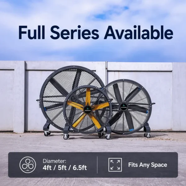 Industrial Standing Floor Fan, 5ft, 6.5ft, 1.5m, 2m - view 2