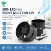 Inline Duct Fan, 100-110mm, 12V, HVAC