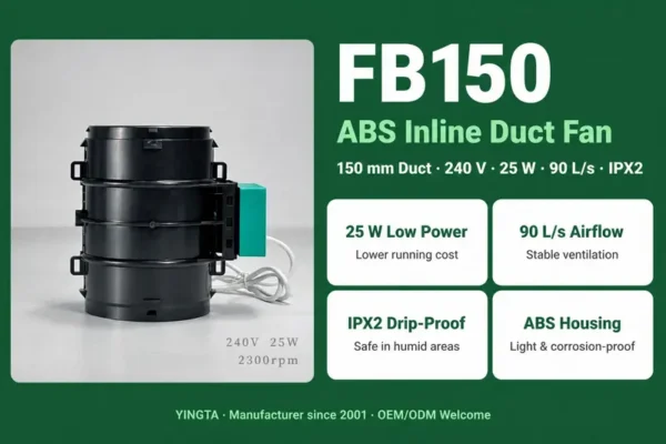 Inline Duct Fan, 150mm, 240V, ABS, Ceiling - view 2