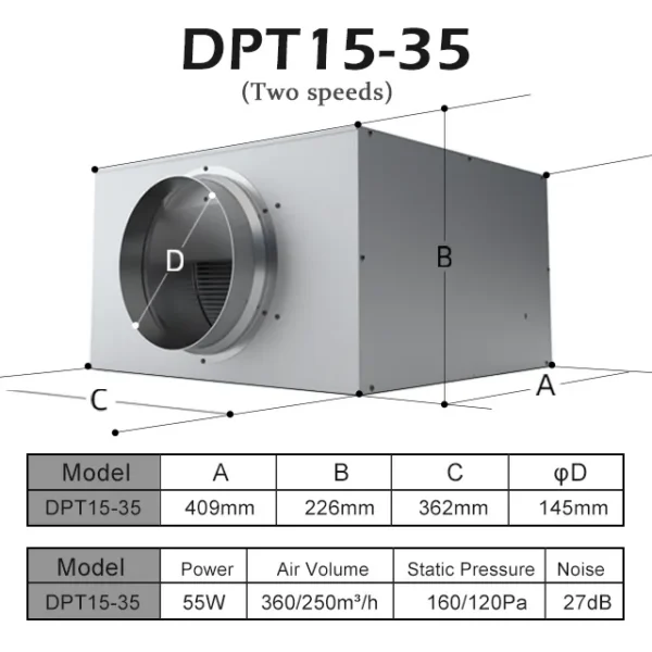 Inline Duct Fan, 220 V, Plastic - view 6