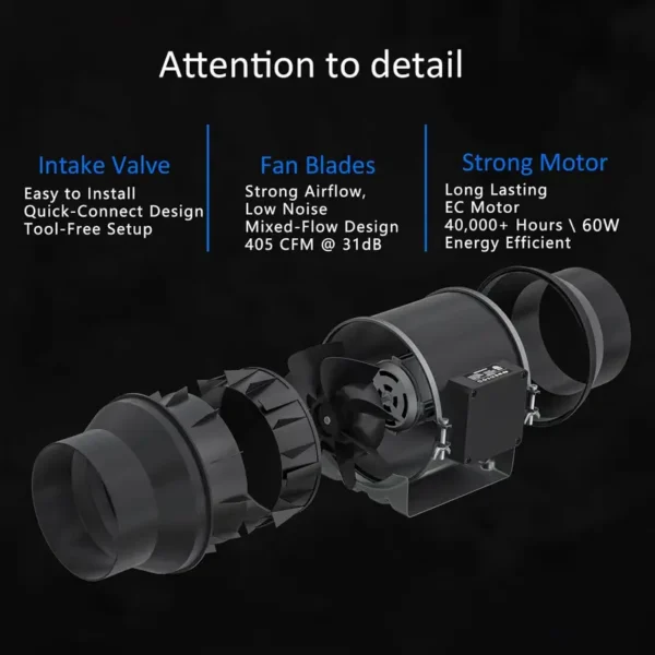 Inline Duct Fan, 6-Inch, 405, CFM, 10-Speed - view 5