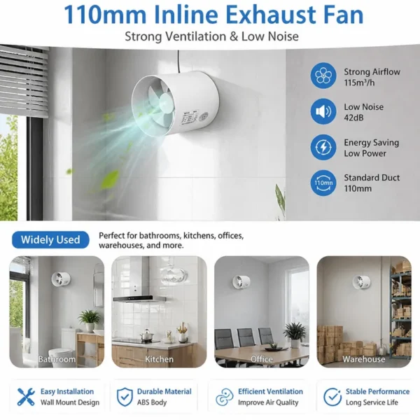 Inline Duct Fan, Plastic, 115 - view 2
