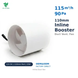 Inline Duct Fan, Plastic, 35dB, 12V, PWM