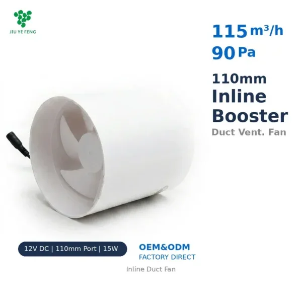 Inline Duct Fan, Plastic, 35dB, 12V, PWM
