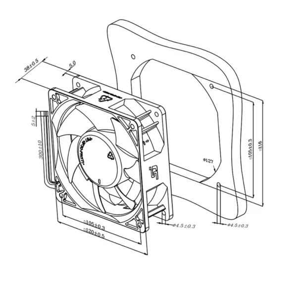 Ip68 Waterproof Axial Fan, 120mm, 24V, 6000, RPM - view 3