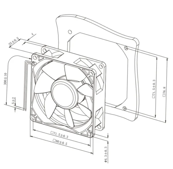 Ip68 Waterproof Axial Fan, INNOOTEC, 80mm, 12V, 6500 - view 2