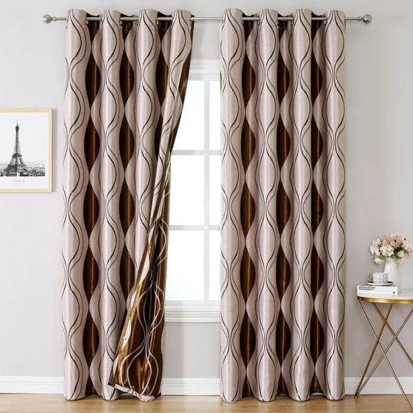 Jacquard Window Blackout Curtain, Polyester, Grommet - view 2