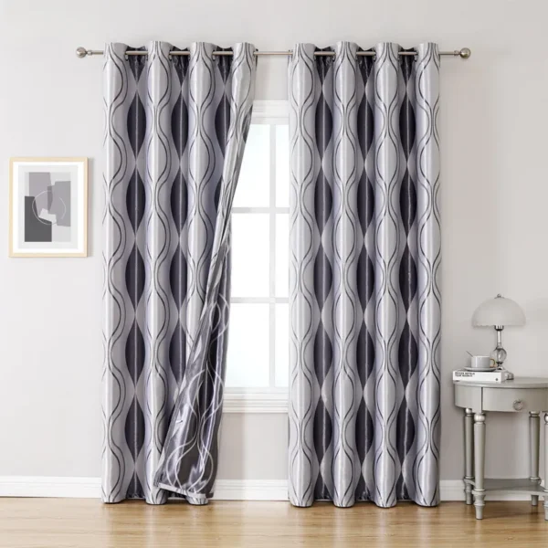 Jacquard Window Blackout Curtain, Polyester, Grommet - view 3