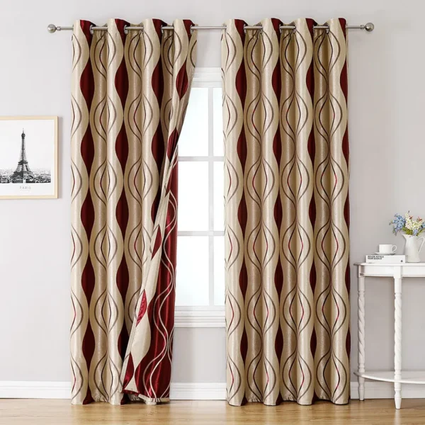 Jacquard Window Blackout Curtain, Polyester, Grommet - view 5