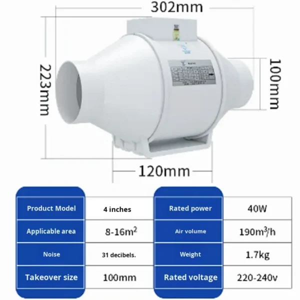 Kitchen Bathroom Exhaust Fan, SANLY, 6-inch/8-inch, Plastic - view 6