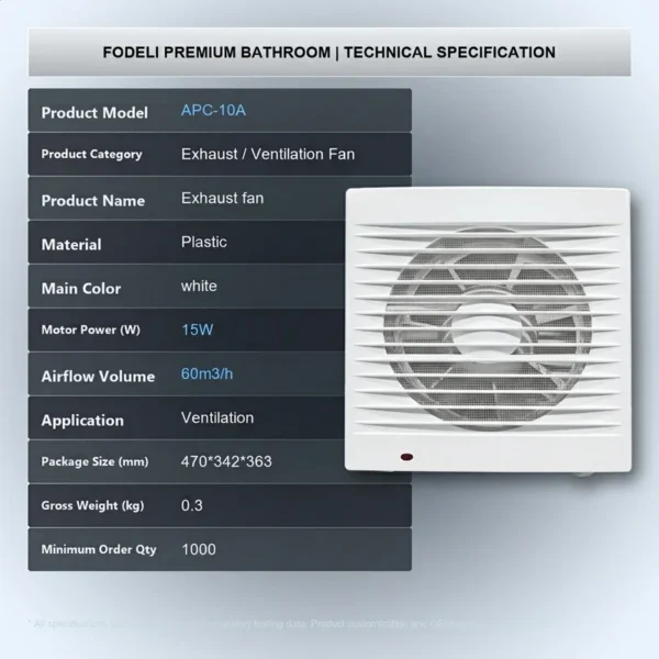 Kitchen Bathroom Ventilation Fan, ABS, Plastic, Wall, Ceiling - view 4
