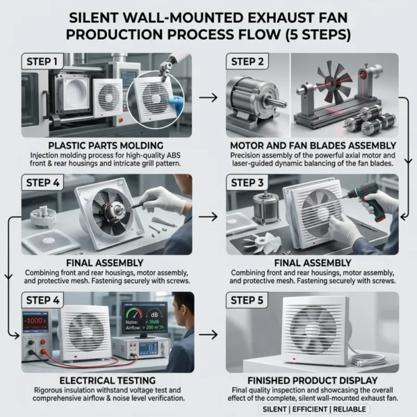 Kitchen Bathroom Ventilation Fan, ABS, Plastic, Wall, Ceiling - view 5