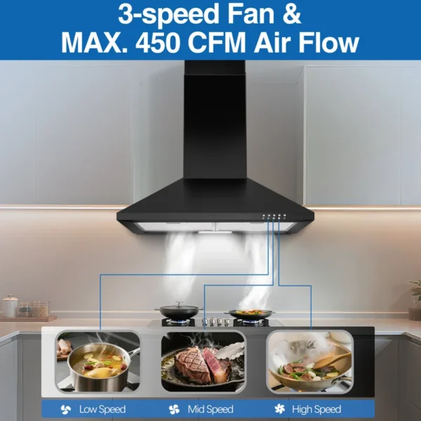 Kitchen Hood Aluminum Filter, Wall, Stainless, Steel, LED - view 2
