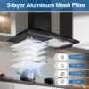 Kitchen Hood Aluminum Filter, Wall, Stainless, Steel, LED - view 4