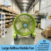 Large Portable Industrial Fan, Brushless, 2m, 35-39dB, 3-Year