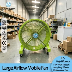 Large Portable Industrial Fan, Brushless, 2m, 35-39dB, 3-Year