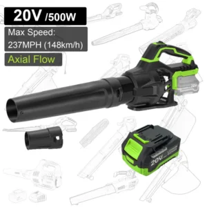Leaf Blower, 20V, Cordless, Axial, 500W, Plastic, GV20D124
