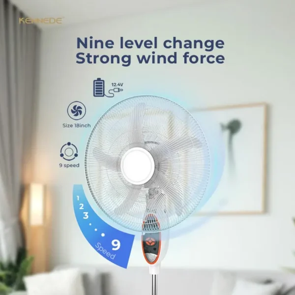 Led Light Stand Fan, 12V, USB, Solar - view 3